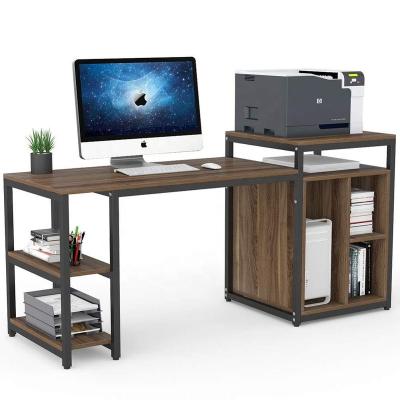 China PANEL Computer Desk with Storage Shelf Home Office Desk with Printer Stand and Bookcase Writing Table Physical Channels for sale