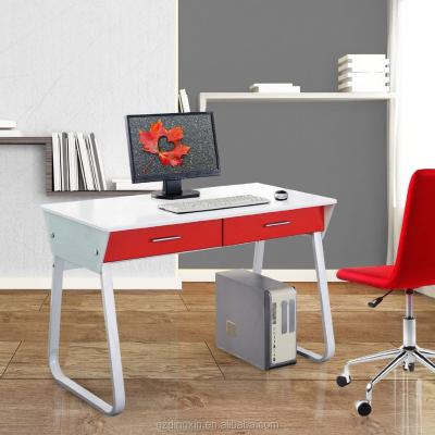 China Other Glass Metal Computer Desk With Two Drawer Computer Table Make Red Two Drawer Desk (DX-A108) for sale