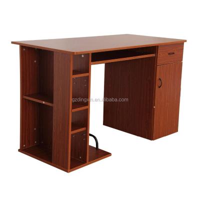 China Mobile Tall Wooden PC Desktop Computer Desk With Keyboard CD Holder Cherry Colored for sale