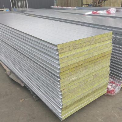 China Modern Rock Wool Sandwich Panel Wall Panel For Prefab House Steel Structure Workshop for sale