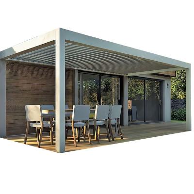 China Windproof Outdoor Arches Bioclimatic Aluminium Pergola Opening Louvred Roof Modern Automatic Patio Gazebo for sale