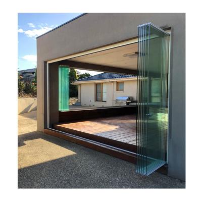 China Waterproof cheap balcony sliding swing glass door impact folding windows exterior trim with lock doors glass patio aluminum bi folding door for sale