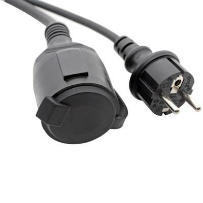 China VDE GS Certified16A 250V Schuko ECO 7/7 Plug Female To ECO 7/3 Socket IP44 Waterproof 3ft Extension Cord ZH-3+ZH-3A for sale