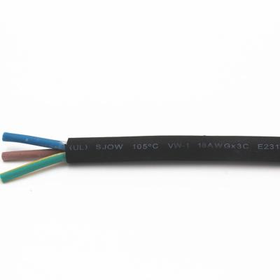 China UL62 UL2556 Industrial Standard 300V 105C SJOW 16AWG Oil Resistant Heavy Duty Rubber Sheathed Flexible Cord for sale