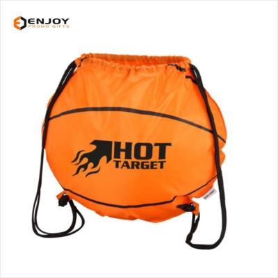 China Waterproof Bespoke Logo Custom Sports Polyester Basketball Ball Shape Drawstring Bag Backpack for sale