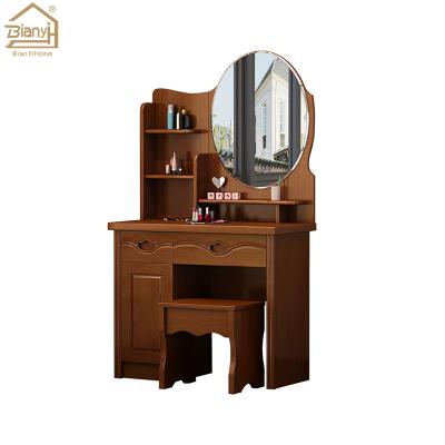 China (Size) Adjustable Home Two Drawer High Quality Stable Wood Make Up Dressing Table With Chair for sale