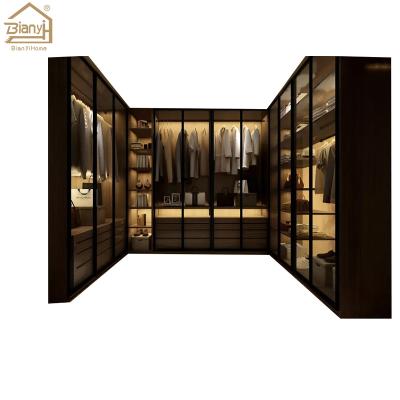 China Factory Hot Selling Luxury Modern Aluminum Wardrobe (Height) Glass Cabinet With Walking Cabinet Design for sale