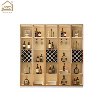 China Hot Selling Rotating 5 Layers Storage Wooden Shelf Wine Cabinet Home Wine Display for sale