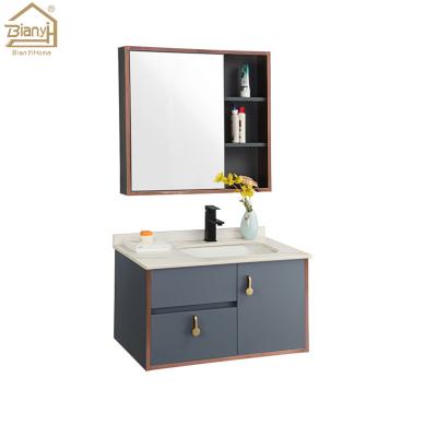 China Hot Sale Modern Luxury Bathroom Vanity Wall Sink Cabinet With Mirror for sale