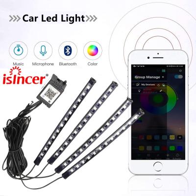 China 2835 led RGB car interior led interior atmosphere 4pcs with RGB APP control for strip light car interior led lights for decoration for sale