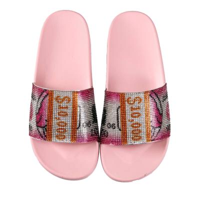 China CUSHIONING Luxurious Anti-Slippery All Over Iridescent Sparkle Crystal Slides Camp Glitter for Home for Women for sale