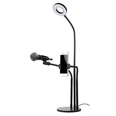 China Professional PORTABLE Live Streaming Selfie Ring Light Live Show Led Selfie Ring Light SML Stand Microphone Mobile Phone Holder for sale