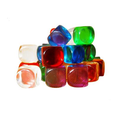 China D6 Acrylic Custom Colored Dies 16mm Rounded Corners Translucent Plastic Dies for sale