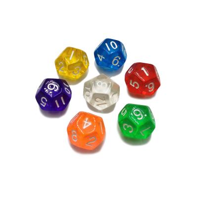 China KTV.Bar.Family Entertainment Custom Transparent Polyhedral Dies 12 Sided Acrylic Dice Sets for sale