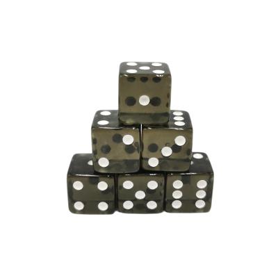 China Custom 19mm transparent/translucent black dice casino precision bulk d6 acrylic dice with dots for sale