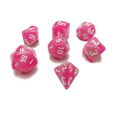 China Game playing dice OEM pink custom double-color polyhedral dice set plastic dungeons and dragons game dice for sale