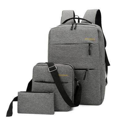 China 2019 Fashion Waterproof Set 3 Pcs Pack Laptop Backpack Bags With USB Charging Port for sale