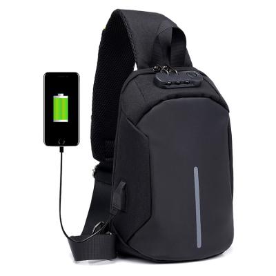 China Waterproof 2021 New Arrival USB Design Theft Charging Cross Anti - Body Chest Bag Purse With Coded Lock for sale