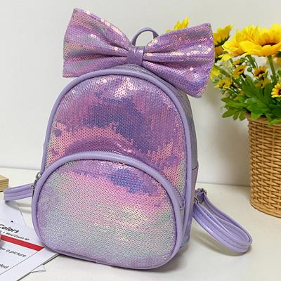 China Other Cute Leather PU Sequin School Backpack Bags For Kindergarten Girls With Bowknot Decoration for sale