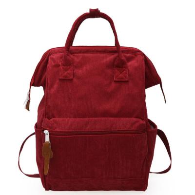 China Large Capacity Waterproof Corduroy School Backpack Custom Bag With Logo for sale