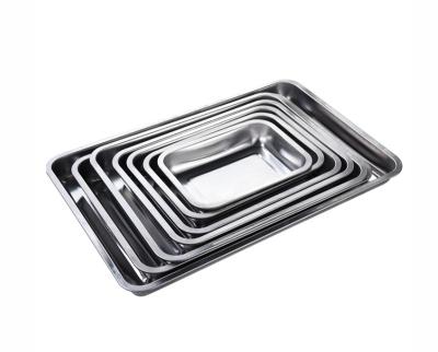 China Sustainable Food Grade 304 Stainless Steel Tray Metal Oven Pan Sheet Rack Trolley Cake Baking Aluminum Dry Mold Punch Tray for sale