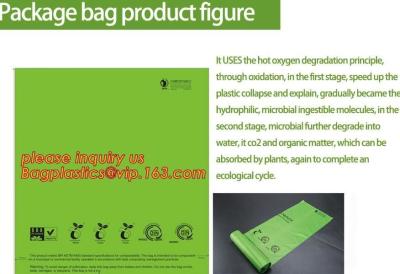 Chine sac de déchets compostable jetable biodégradable de 100%, sac de déchets plat compostable de cuisine de revêtement biodégradable de poubelle sur le rol à vendre