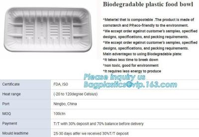 中国 まめの包装の皿の長方形のプラスチック食糧皿のコーン スターチPLAのセメントの皿 販売のため