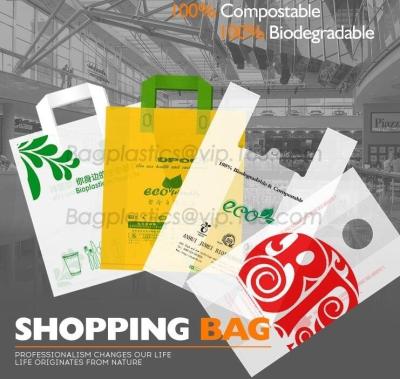 China Bolso abonable biodegradable de la camiseta del bolso de compras del 100% para el sacar, bolso abonable del bolso que hace compras hecho de corazón en venta