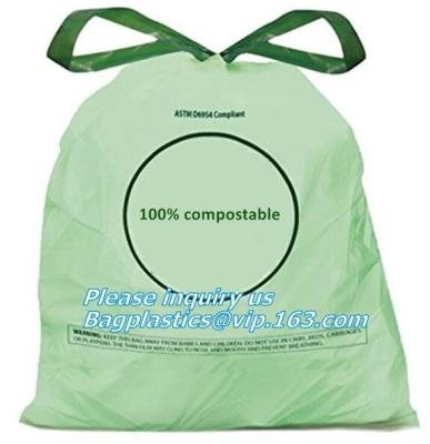 China drawstring 100% eco friendly direct manufacturing factory compostable garbage bags on roll, Sealing & Handle and Customi for sale