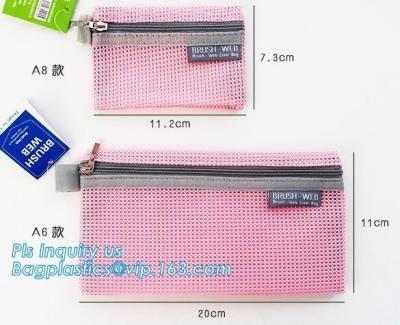 China promotional zipper bag mesh file bags organizer, eco-friendly PVC A4 mesh material case file document bag, Nylon mesh do for sale