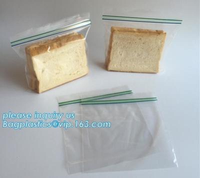 China double transparent plastic zip lock bag for fresh food fruit vegetable bread sandwich packing, gallon, quart, fold top for sale