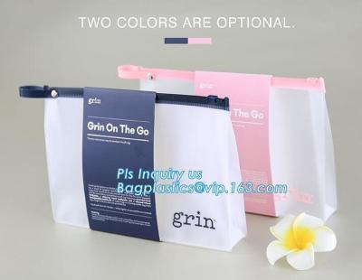 China Standup Cosmetic PVC Bag With Slider, Promotional PVC Toiletry bag with zipper and slider, daily use of plastic bag with for sale