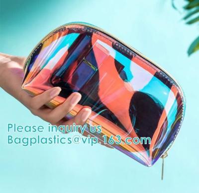 China Eco Beauty Holographic Travel Cosmetic Bag,Makeup Bag PVC Holographic Laser Clear Transparent Women Cosmetic Bag handy for sale