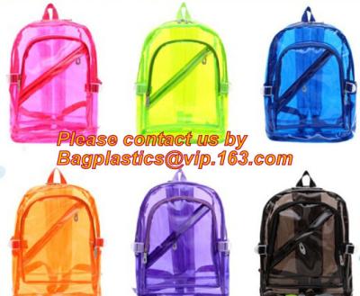 China Mochila casual para las mujeres, mochila plástica clara al aire libre del pvc, mochila del bolso de la mochila del viaje de la escuela con el hombro rellenado en venta