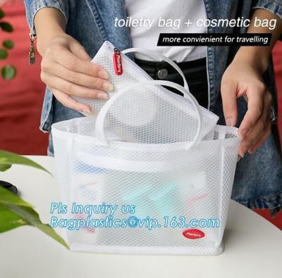 China cosmetic PVC mesh bag, vinyl pvc zipper blanket bags/small mesh zipper bags/zipper bag, Mesh Makeup Brush Organizer Trav for sale