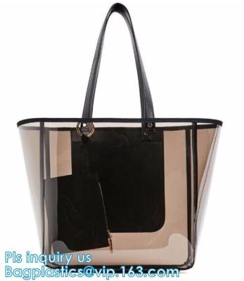 China Fashion woman full print pvc private label handbag manufacturer, PVC Transparent Handbag Women bag, student pack swimmin for sale