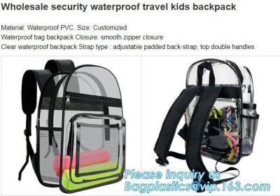 China Highschool PVC-Rucksack-Tasche in der Tasche in Amerika mit Kosmetiktasche, klarer PVC-Rucksack, Plastiktaschen des freien Raumes, klarer Rucksack zu verkaufen