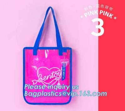 China Bolso de la playa del PVC de Tote Pouch Clear del hombro con los totalizadores interiores del bolso del bolsillo con la cremallera Carry Shopping Bag en venta