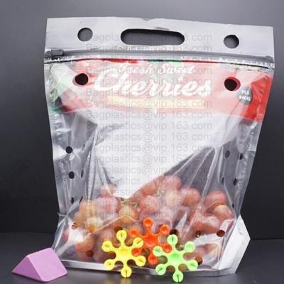 Cina borsa di plastica di verdure dell'imballaggio della frutta fresca del fondo piatto, borsa secca dell'imballaggio della ciliegia, borsa dell'imballaggio dell'uva del supermercato in vendita