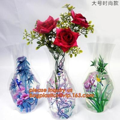 China Plastikvase künstlicher faltbarer Hochzeit PVCs dekorativer, pp.-Plastikblumen-Ärmeltasche, transparente einzelne Blume pp. stieg s zu verkaufen