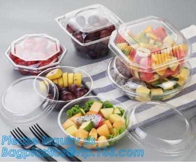 China cuenco de ensalada plástico del ANIMAL DOMÉSTICO claro disponible 32oz con el cuenco de ensalada biodegradable del PLA de la tapa, arco plástico disponible de la ensalada del animal doméstico 24oz en venta