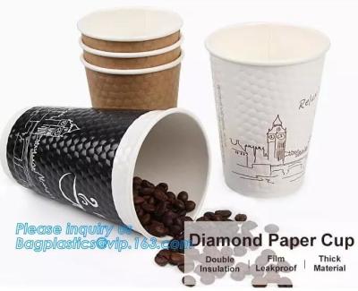 Chine La tasse de papier de Diamon, isolation, filment le matériel étanche et épais, la tasse de papier 12oz de boissons chaudes épaisses avec la poignée et le Doubl à vendre