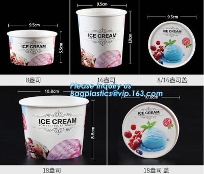 China OEM Print logo food grade cheap disposable icecream cup with lids,flexo printing take away ice cream paper cup with dome for sale