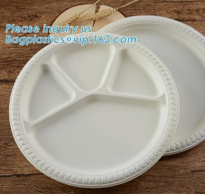 Chine Plat compostable biodégradable qui respecte l'environnement de nourriture de la bagasse 7inch de canne à sucre, paquet jetable du plat 9inch de canne à sucre de bagasse à vendre