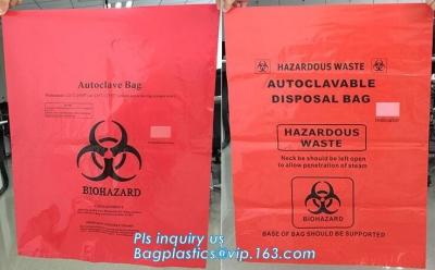 China biohazard red color disposable plastic medical bags, Autoclave Biohazard Bags Medical Disposable Plastic Bags, bagease for sale