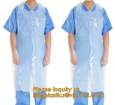 China Los delantales plásticos disponibles modificados para requisitos particulares impermeabilizan el delantal médico del PE del delantal de /kitchen, prenda impermeable médica Plast disponible de la comida en venta