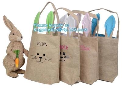 Κίνα burlap Πάσχα tote, τσάντα αγορών γιούτας παιδιών αυτιών λαγουδάκι με τις λαβές δέρματος, τσάντα καμπριών, τσάντα αγορών γιούτας λογότυπων συνήθειας tote προς πώληση