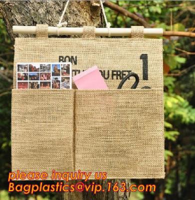 China bolso del carro del organizador del almacenamiento del tapiz de la tela de la lona de Natural Jute del fabricante, almacenamiento del bolsillo del tapiz organizar en venta