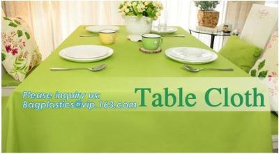 China Disposable tnt pp spunbond non woven table cloth, modern luxury restaurant dining used non woven long teal pvc plastic t for sale