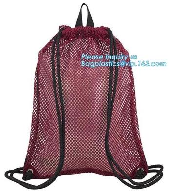 China Zugschnurrucksack scherzt Maschenrucksackherstellermaschennetz-Geschenkrucksack, Radfahrenrucksack der Polyester-Zugschnur im Freien zu verkaufen